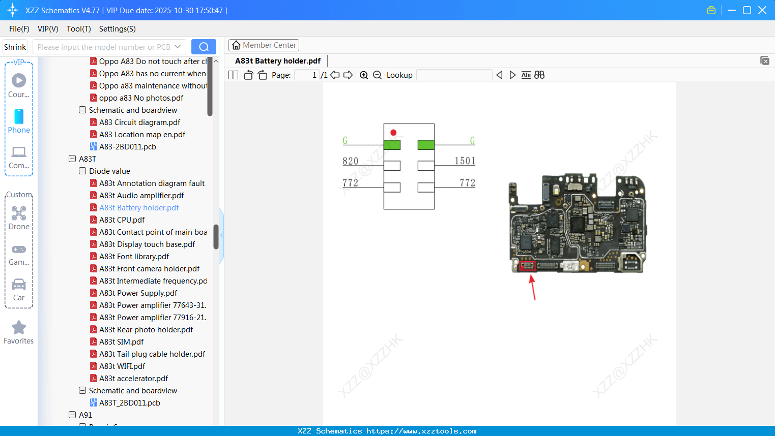 OPPO A83t Battery Holder